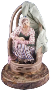 Antique Niderviller Porcelain Lady Sewing Figurine Figure Porcelaine Niderville - Picture 1 of 11