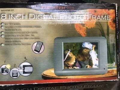 Nextar  8" Digital Picture Frame with Black & Silver frame - FREE Shipping - Image 1 of 4