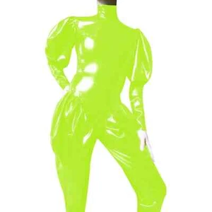 Neue Plus Größe Bodycon Jumpsuit Wet Look PVC Langarm Sexy Playsuit Rompers - Bild 1 von 12