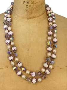 VENDOME AB Crystal Purple Cluster Beads Long Multi-Strand Beaded Necklace - Picture 1 of 6