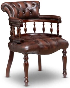 Silla de oficina de visitante/escritorio Chesterfield Captains marrón antiguo - Imagen 1 de 2