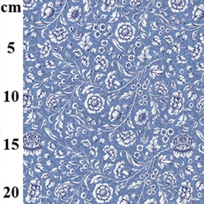 ROSE & HUBBLE Cotton Fabric - Delph Blue & White Floral Print Craft Fabric Material Metre