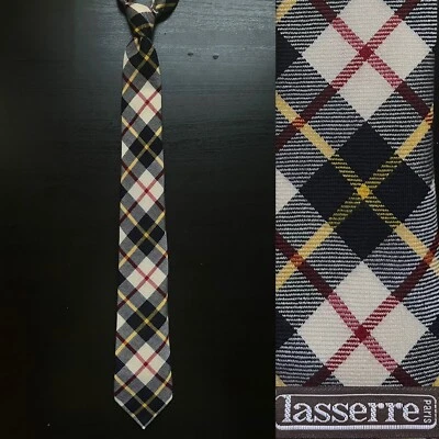 Corbata de lana tartán Lasserre Paris FitzJoly Slobo usada en excelente estado de colección Trad Ivy años 70 años 80 Foto 1 de 4