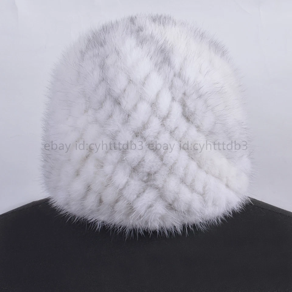 真品貂皮毛皮帽冬季保暖针织帽豆袜弹力户外滑雪帽 — 第 1/4 张图片