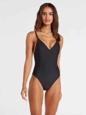 Traje de baño Volcom Juniors Simply negro liso de una pieza L27202 para mujer talla XS Foto 1 de 4