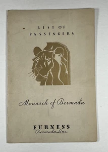 1932 Monarch of Bermuda Passenger List - NY to Bermuda - Furness-Bermuda Line - Picture 1 of 4