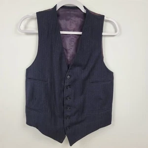 Vintage Navy Blue Formal Suit Button Front Vest - Picture 1 of 6