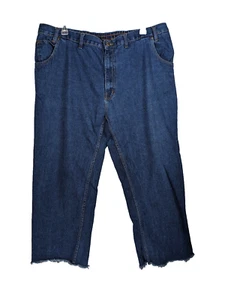 Pantalones de mezclilla para mujer Duke Haband talla grande 46 calce relajado cintura elástica dobladillo crudo - Imagen 1 de 7