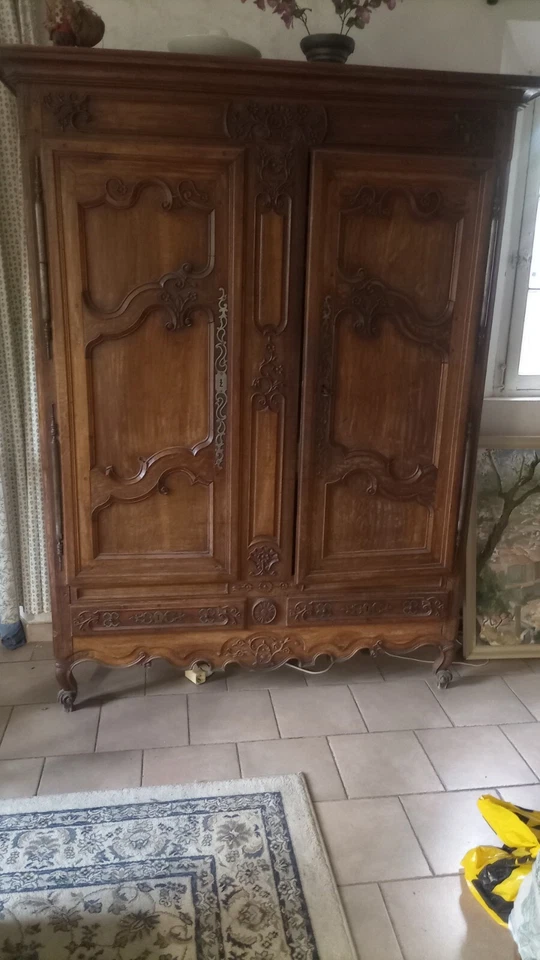 ARMOIRE LORRAINE STYLE LOUIS XV CHENE MASSIF 2 PORTES 2 TIROIRS XIXème HT 2.10 m - Photo 1/1