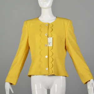 Giacca Medium Valentino Miss V anni '90 Primavera Vintage anni '90 Cappotto Leggero Giallo - Foto 1 di 10
