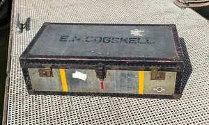 Antique Steamer Trunk - Everwear Tropical -big, metal,linen lined, interior tray - Picture 1 of 13