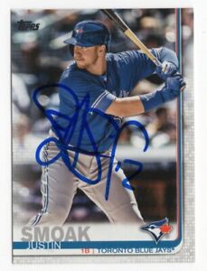JUSTIN SMOAK Signed Autographed 2019 Topps Series 2 Two Card TOR Blue Jays #680