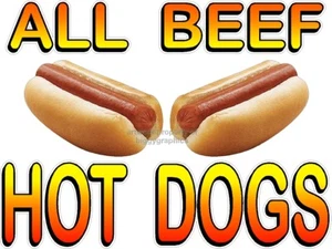 ALL BEEF HOT DOGS VINYL DECAL (CHOOSE SIZE) CONCESSION STAND BOARDWALK SHOPS - Picture 1 of 6