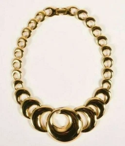 NAPIER | COLLAR DE CÍRCULOS DE ORO XXL 🙂 DE COLECCIÓN ENLACES CIRCLET RARO RETIRADO EE. UU. - Imagen 1 de 11