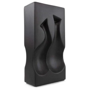 Modern Black Ceramic Vase w/ Impressed Fruit Design - Picture 1 of 3