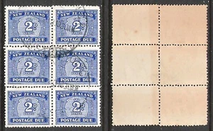 NEW ZEALAND 1939 DUES 2d BLUE BLOCK OF 6 (JF) (REF:H562) - Picture 1 of 1