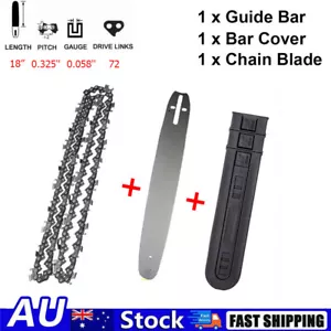 18 Inch Chainsaw Chain and Guide Bar & Bar Cover For Husqvarna 058 0.325 72DL - Picture 1 of 8