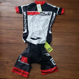 Ale Cycling Mens Small Bibshorts + Jersey Kit Black Red White S Bib Shorts - Picture 1 of 12
