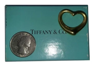 Tiffany & Co. Else Peretti Open Heart 18K Gold Pendant-Vintage Necklace with Box - Picture 1 of 12