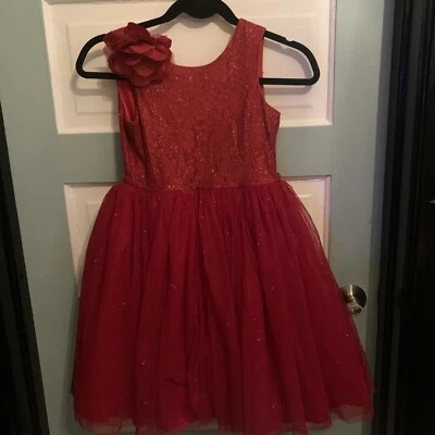Vestido de fiesta de Navidad rojo brillante para niñas talla 8 Foto 1 de 4
