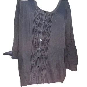 Womens Croft And Barrow Black Button Up Sweater Size 1X Brand New With Tags - Picture 1 of 10