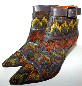MISSONI MULTICOLOR ANKLE BOOT STILETTOS SHOES POINTY TOE SIZE 8 (38) - Picture 1 of 16