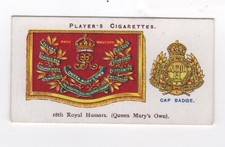 Players Drum Banners & Cap Badges 1924 #22 18th Royal Hussars Queen Mary’s Own)