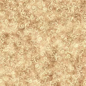 108" Extra Wide Scrolling Quilt Backing By the Yard Cotton Pale Gold #9 - Picture 1 of 1