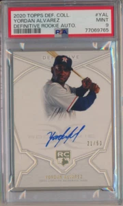 Topps Definitive Yordan Álvarez 2020 automático radiocontrol DRA-YAL #21/50 PSA 9 - Imagen 1 de 2