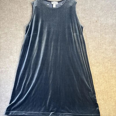 Ronni Nicole II Vintage 90s Gray Velour Button Up Dress 24W Y2K  Grunge Goth - Image 1 of 4