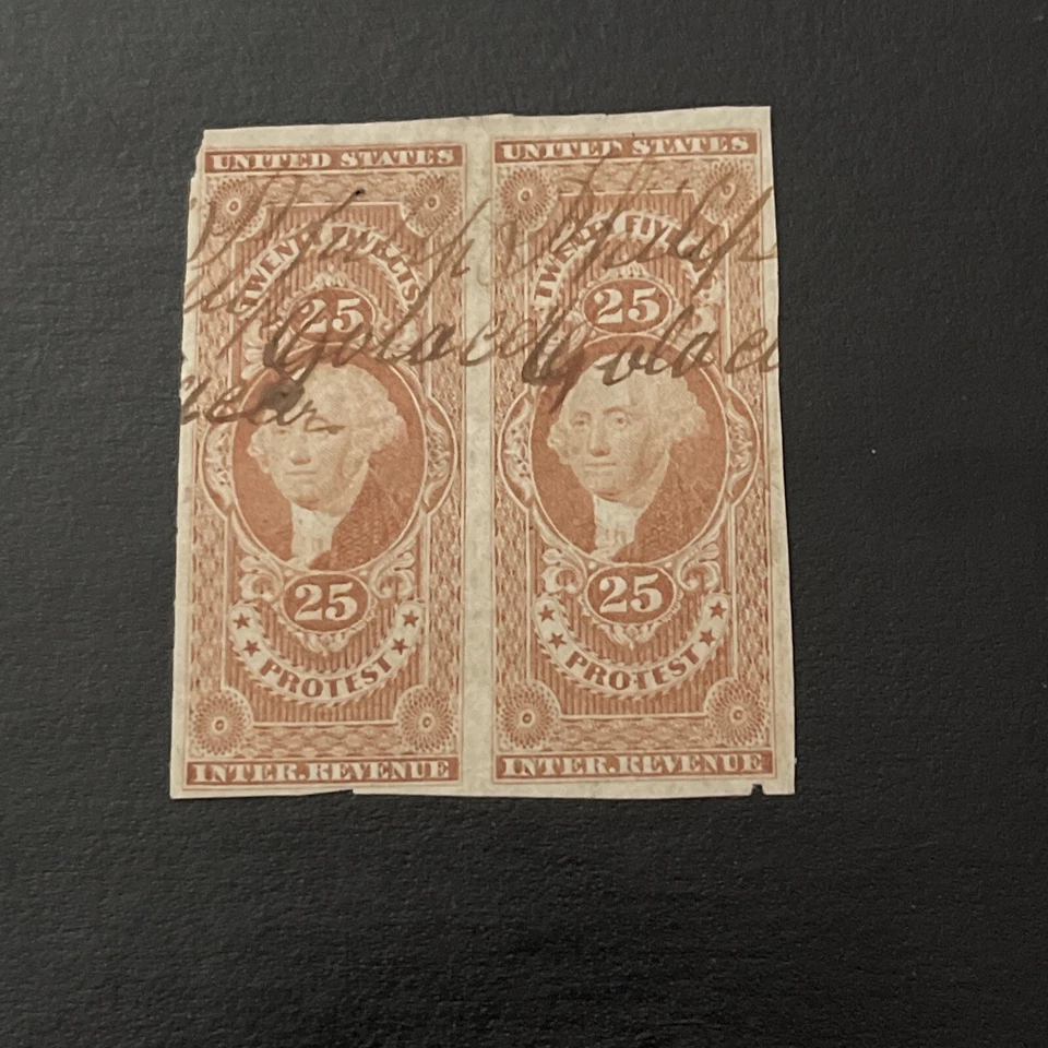 US REVENUE #R49a Protest IMPERF PAIR Used Ng - Image 1 of 2