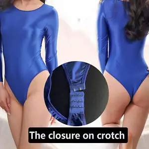 Sexy Damen Öl glänzend glänzend glänzend Overall Tanga Trikot hochgeschnitten Body Badeanzug - Bild 1 von 20