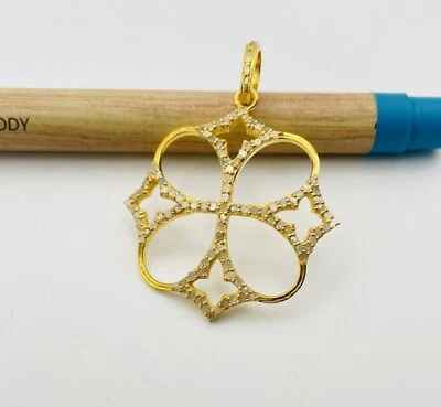 HECHO A MANO Pavé Diamante Estilo Filigrana Floral Colgante Collar Plata de Ley 925 Foto 1 de 4