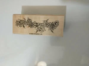 Gummistempel Holzhalterung 1,25" x 3" Stampin' Up! Blumen Blumenpflanze Bordüre 2005  - Bild 1 von 6