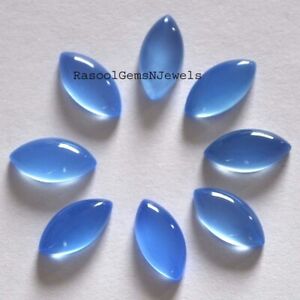 3x6 - 10x20 mm Marquise Natural Blue Chalcedony Cabochon Loose Gemstone Lot