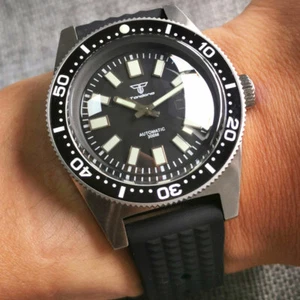 41mm Sterile Black Dial Bow Sapphire Glass NH35A PT5000 Automatic Mens Watch - Picture 1 of 12