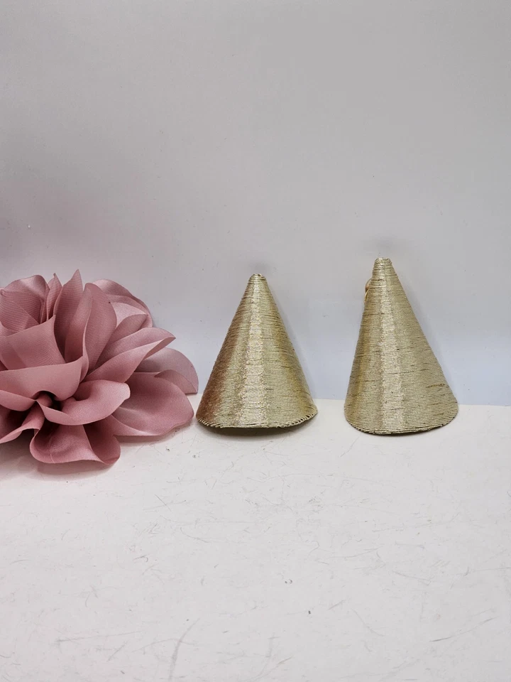 Серьги-клипсы треугольные Rebecca De Ravenel позолота Aida заявление 3 дюйма подпись мама - Изображение 1 из 4