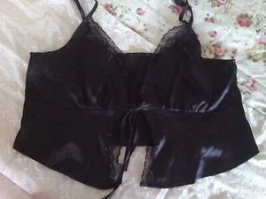 ladies pretty cami top sleep or day size medium black tie front - Picture 1 of 6