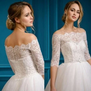 Wedding Lace Bolero Off Shoulder Half Sleeve Bridal Jacket Shrug Bride Jackets - Picture 1 of 8