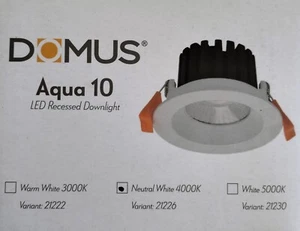DOMUS AQUA-10 LED Recessed DOWNLIGHT 10W Dimmable Neutral White 4000K - Picture 1 of 10
