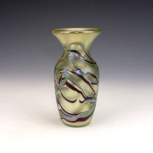 Vintage Okra Studio Glass - Iridescent Glass Vase - Picture 1 of 6
