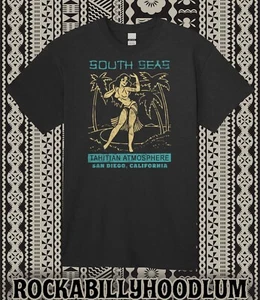 Camiseta Retro Tiki Art Camiseta Algodón Bar Taza Restaurante Mares del Sur Los Ángeles CA - Imagen 1 de 7