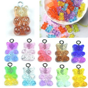 100Pcs Gummy Bear Candy Charms Necklace Pendants DIY Earrings Jewelry Gifts