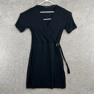 Apt. 9 Women's Dres Size Medium Black Short Sleeve V-Neck Short Sleeve Tie - Picture 1 of 10