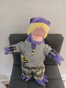 BAB Build A Bear Purple Dino Dinosaur Plush Roar Stuffed Toy With BAB Clothes  - Picture 1 of 8