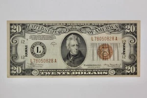 One $20.00 Federal Reserve Note WWII Replacement Hawaii Note - Picture 1 of 2