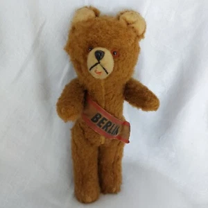 Niedliche Vintage spitze Nase, brauner Berliner Bär mit Schärpe, 27 cms! - Bild 1 von 6