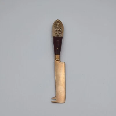 Cubiertos vintage Siam asiáticos tailandeses latón bronce mango de teca ~ selección de queso 6" de largo Foto 1 de 4