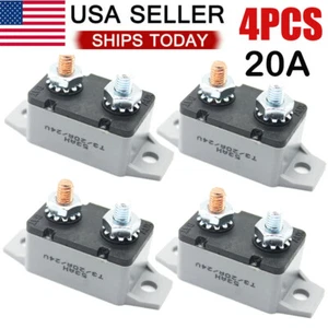 4PC 20A AMP 12V Circuit Breaker Stud Type Shortstop Fuse Automatic Auto Reset US - Picture 1 of 11