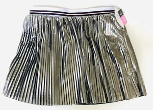 Arizona Girls Elastic Waist Metallic/Mesh Reversible Pleated Skirt M 10-12 New - Picture 1 of 4